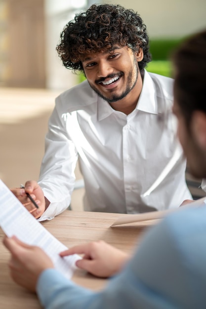 Business partners discussing the bargain details