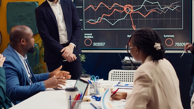 Business partners working under pressure in a boardroom