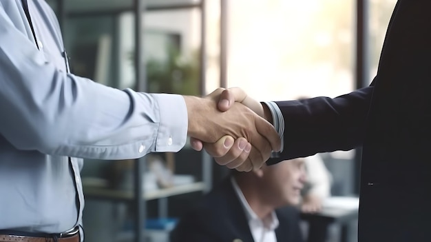 Business partnership meeting concept Businessman handshake for teamwork of business merger and acquisition successful negotiate