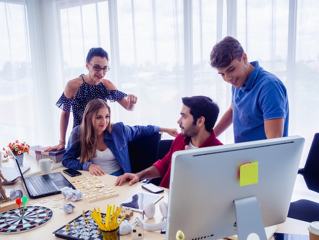 Business people are working together and meeting to discuss the situation