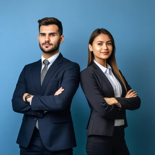 business people on a blue background