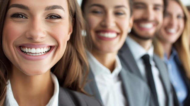 Business people close up smile posting confident