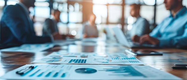 Business people discussing financial reports and graphs during a meeting