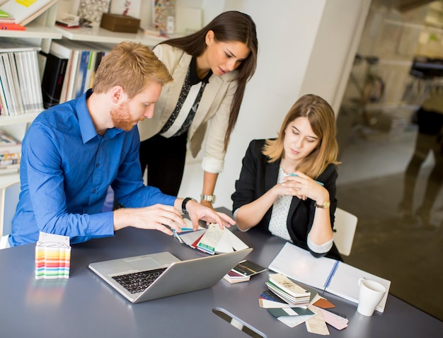 Business people discussing a strategy and working together in office