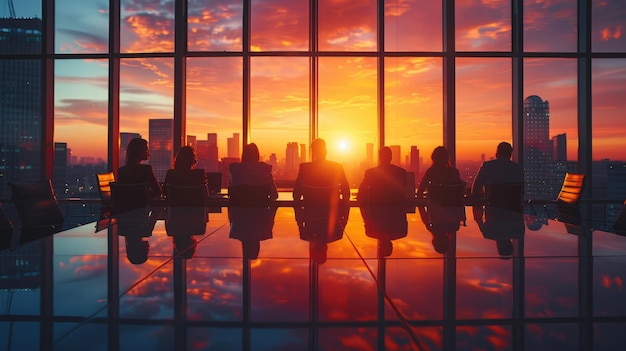 Business people holding meetings in office buildings in the city