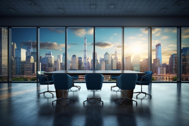 Business People Meeting Discussion Working Office Cityscape Concept 3D Rendering