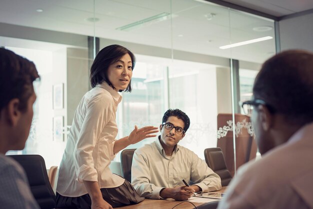 Business people in meeting having interesting discussion