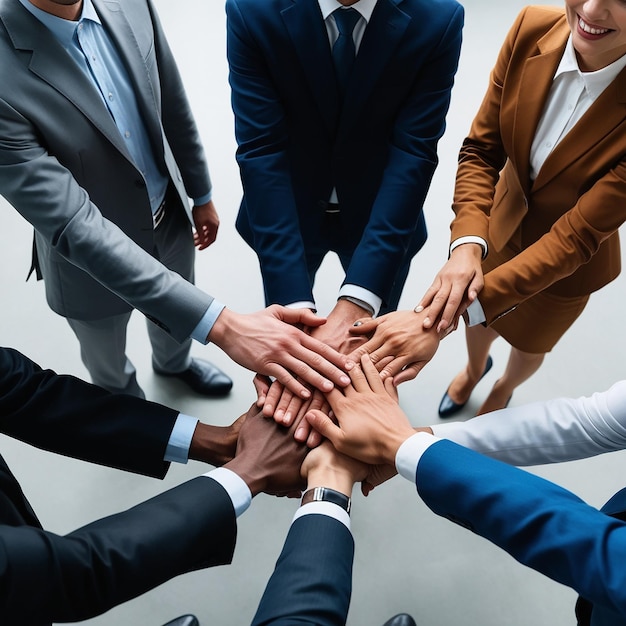 Business people putting their hands together Hand Unity success and teamwork concept