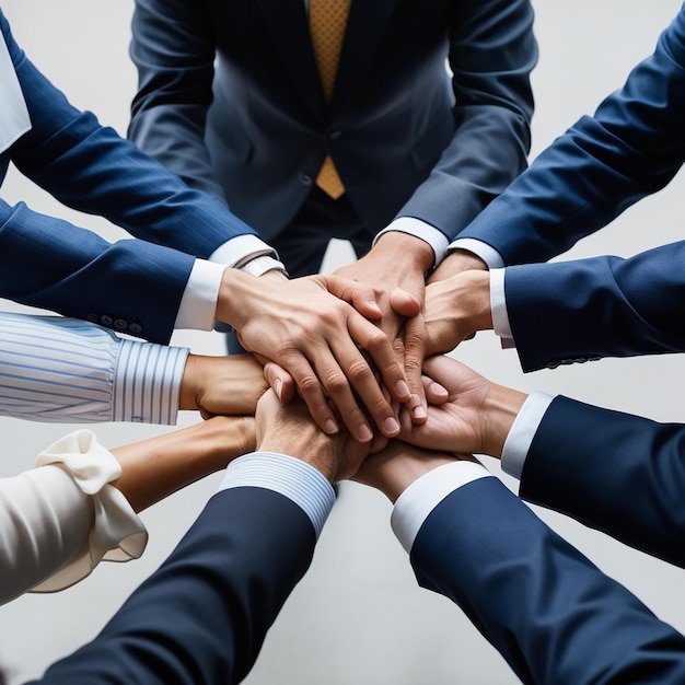 Business people putting their hands together Hand Unity success and teamwork concept