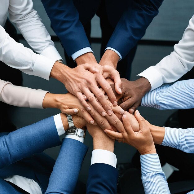 Business people putting their hands together Hand Unity success and teamwork concept