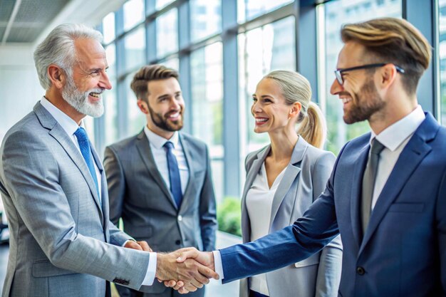 Business people shaking hands together