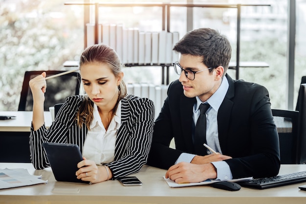 Business people working in a small office