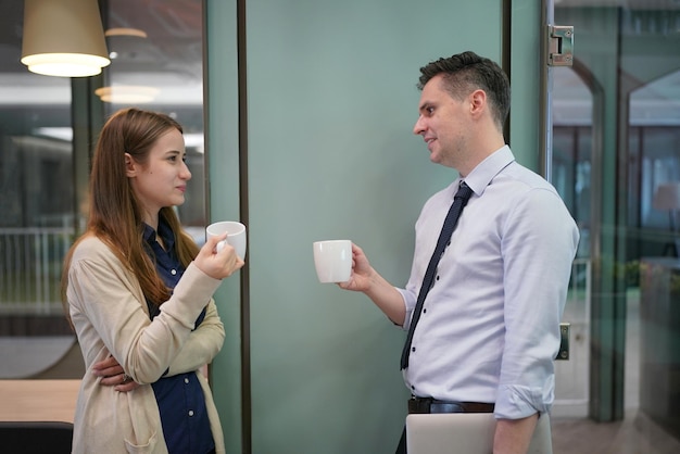 Business people in the workplace are discussing a working strategy for doing business