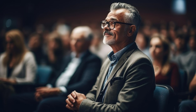 A business person attending a conference promoting professional growth Generative AI