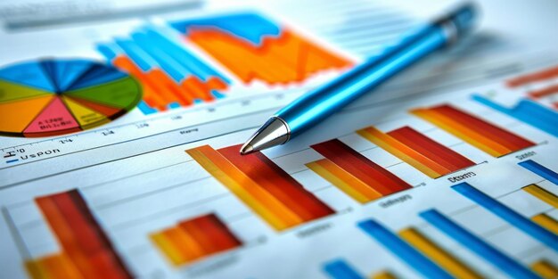 Business presentation background with charts graphs and corporate statistics