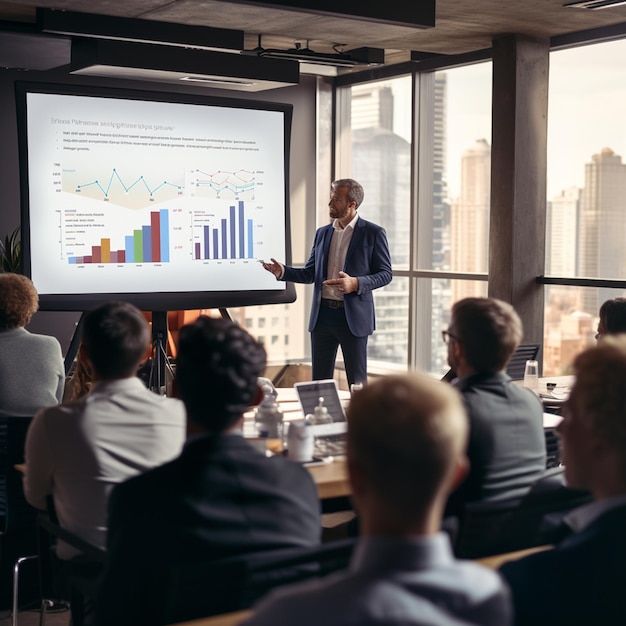 Business presentation of a welldressed presenter