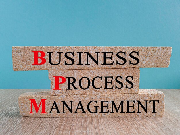 Business Process Management symbol Brick blocks with red words Business Process Management