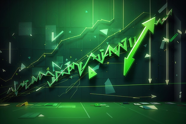 Business share market growth green arrow background