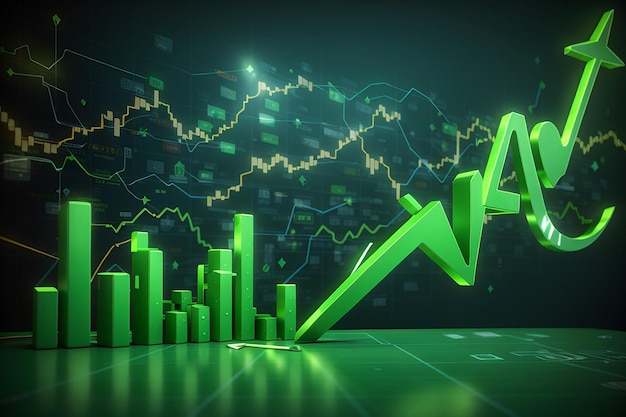 Business share market growth green arrow background