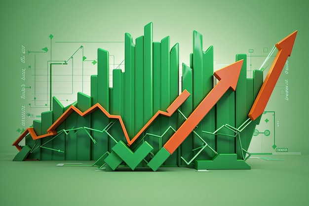 Business share market growth green arrow background