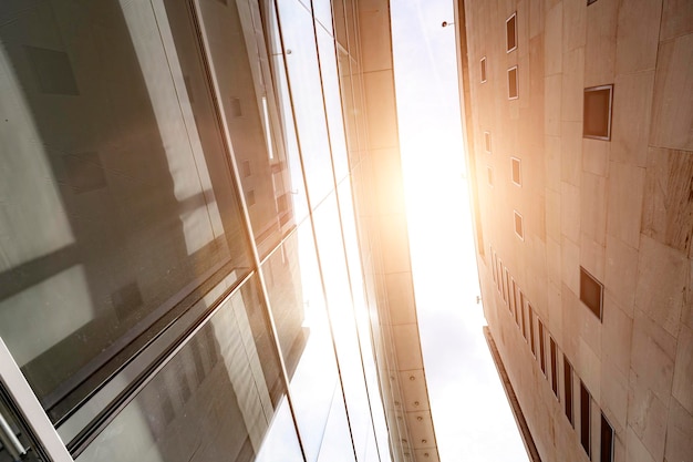 business street exterior with sun rays