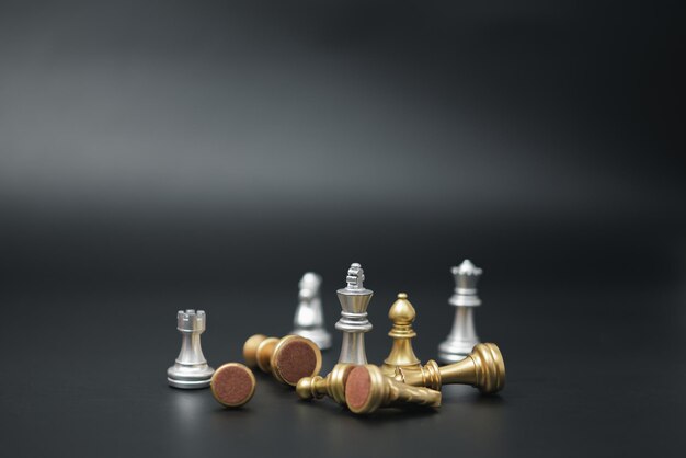 Business success concept chess on black background concept for ideas and Strategy planning competition and strategy