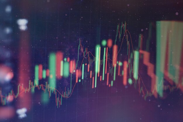 Business success and growth concept.Stock market business graph chart on digital screen.Forex market, Gold market and Crude oil market .