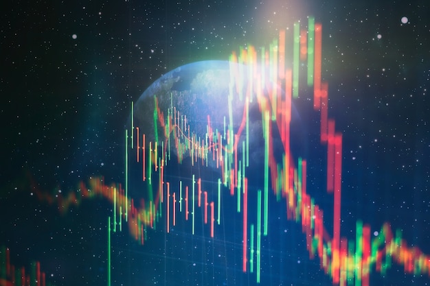 Business success and growth concept.Stock market business graph chart on digital screen.Forex market, Gold market and Crude oil market .