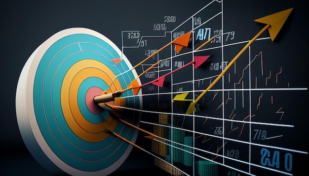 Business success strategy goal chart and target