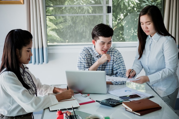 Business team analyzing income charts 