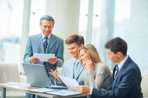 business team discussing a plan of the company in the office