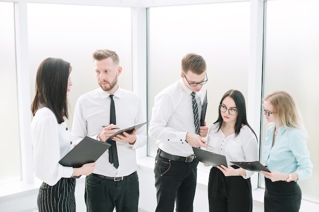 Business team discussing the work plan before the meeting