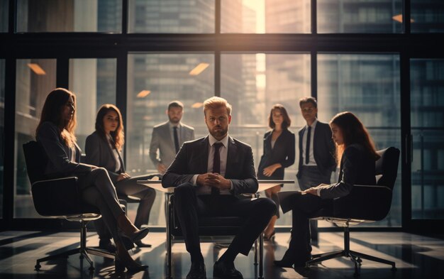 Business team and manager in a meeting