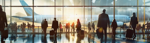 Business Travel a bustling airport terminal or a business traveler in transit