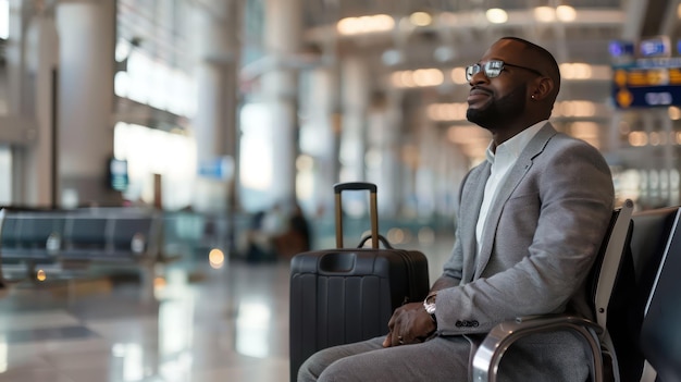 A business traveler waiting for his luggage at the baggage claim area