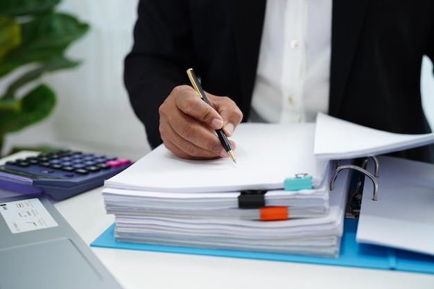 Business woman busy working with documents in office