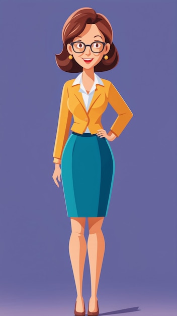 Photo business woman cartoon character vector illustration isolated on purple background cartoon style