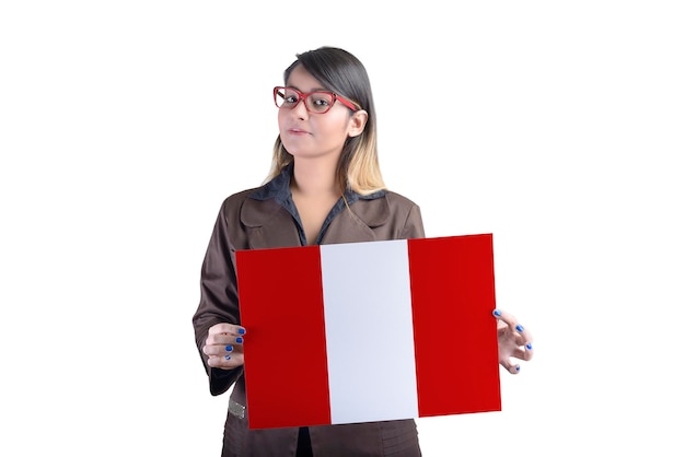 Business Woman Holding the Peruvian Flag