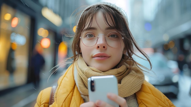 business woman holding and using smart phone with white blank empty screen