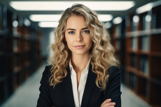 Photo business woman portrait and lawyer at a law firm feeling proud of corporate vision