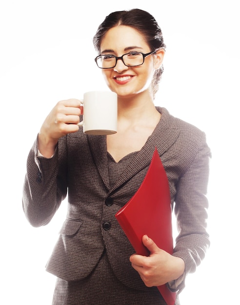 Business woman portrait with cup