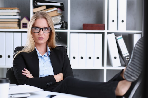 Business woman resting in the office after