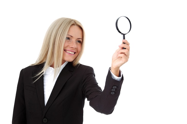 Business woman search portrait isolated close up