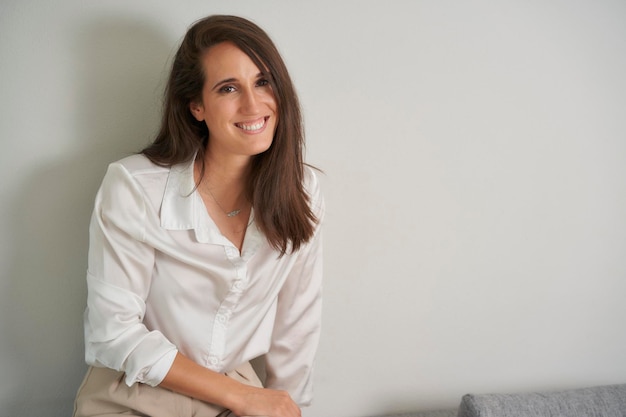 Business woman smiling in the office