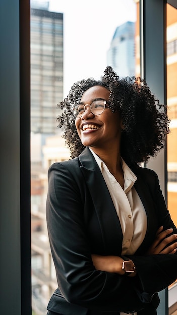 Business woman smiling while standing