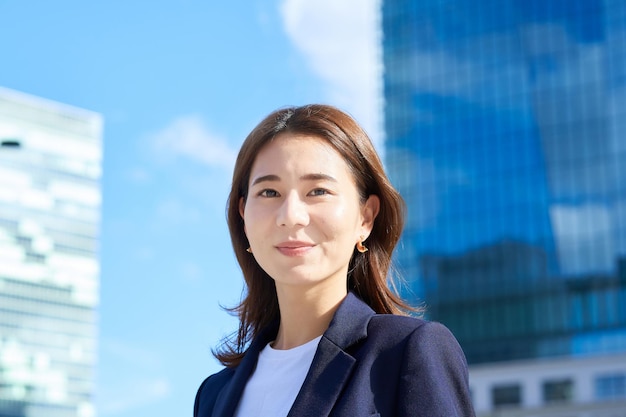 Business woman standing in office district