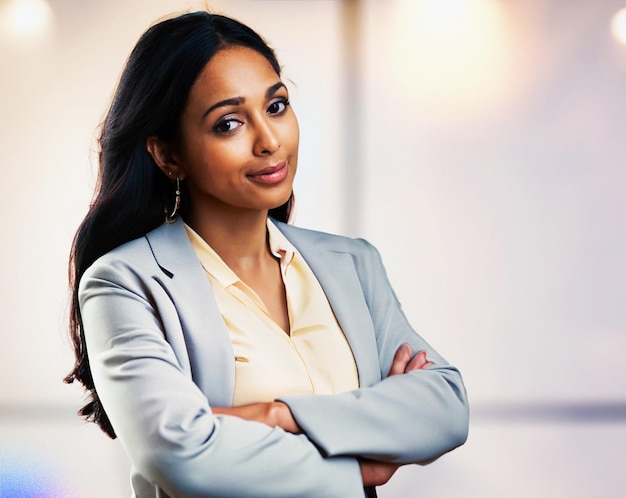 business woman standing with arms crossed