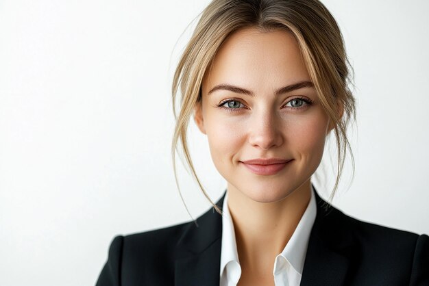 Business woman in a suit on a white background