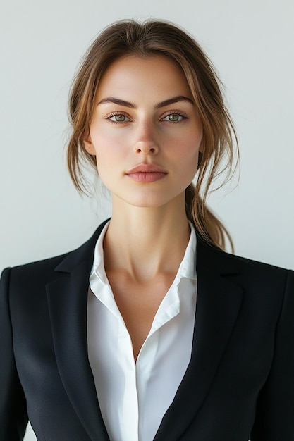 Business woman in a suit on a white background