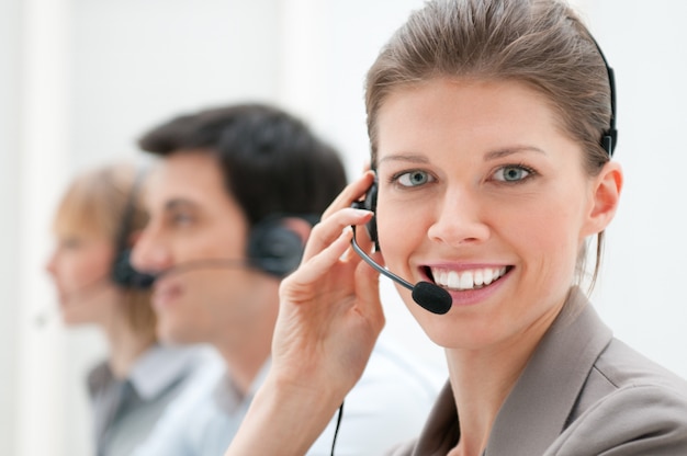 Business woman and team working at call center